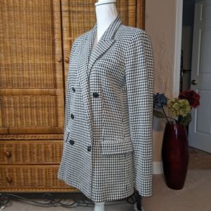 Ralph Lauren Black and White Double Breasted Houndstooth Jacket SIZE 10